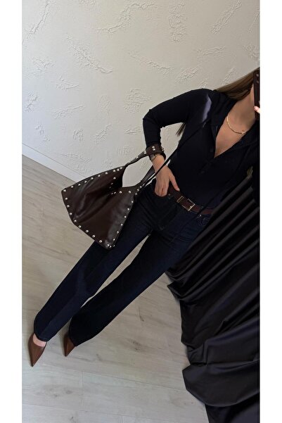 elif teke Niduysa Hooded Blouse Navy Blue