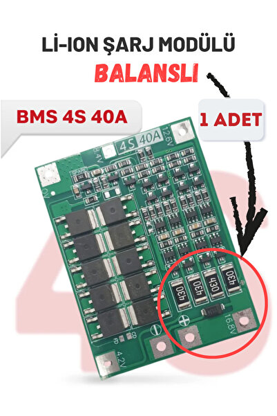 BMS 4S 40A 18650 Balanslı Li-Ion Şarj Koruma Devresi
