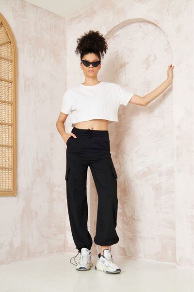 Erzani Kids Women's Cargo Pocket Pack of Elasticated Pants with Elastic Waist and Cord Tracksuit