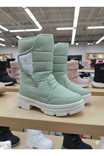 Asyagiyimavm Mint Yeşili Su Geçirmez Çocuk Kar Botu ve Kışlık Kombin