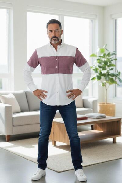 EREN STYLE Cămașă clasică cu mânecă lungă, 100% bumbac, fără transpirație, din țesătură de flanel de iarnă, cu dungi în 2 culori (model obișnuit)