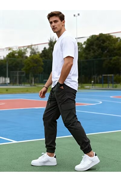 VIKUNYA Men's Jogger High Quality Cotton Cargo Pants with Side Pockets