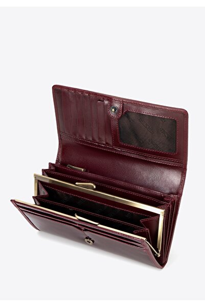 Wittchen Woman Large patent leather women's wallet with logo, burgundy, burgundy, leather