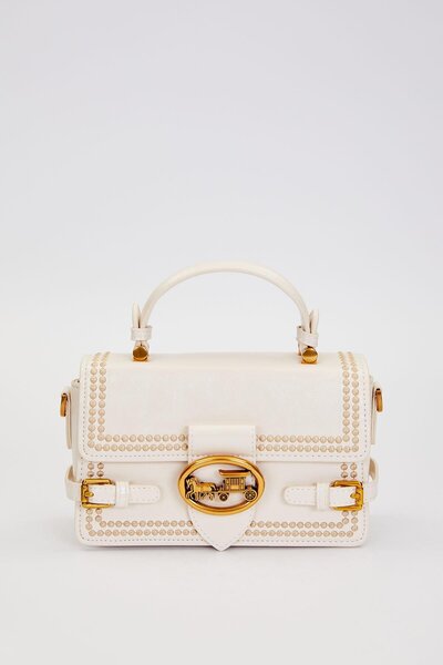 Levidor Cream Double Belt Look Handbag