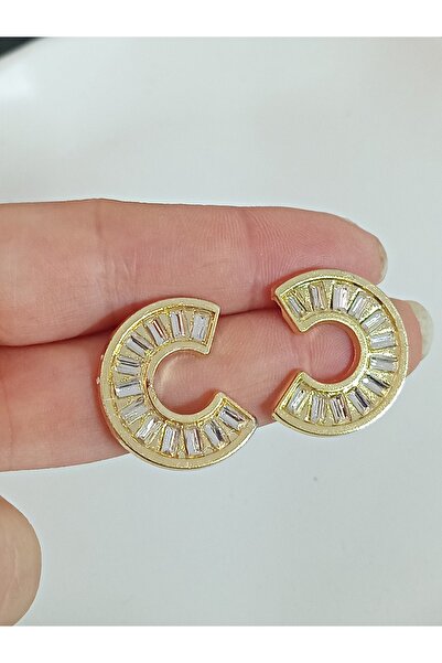 mos&more Gold Baguette Stone C Earrings