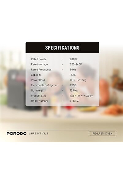 porodo Slushie Machine for Home, 2.6L, Rapid Chill, Auto Clean, 6 Presets