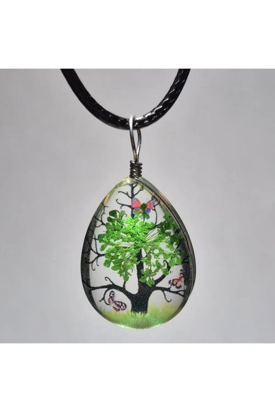 Heryerden Real Breathing Flower Living Pendant with Tree Figure