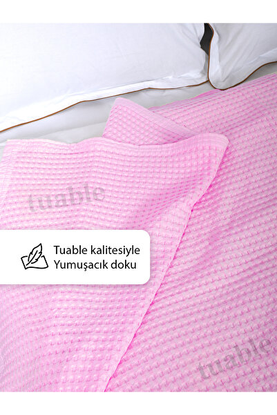 Tuable Waffle Pudra Pike Double Size 220X240Cm 100% Cotton Soft Pike