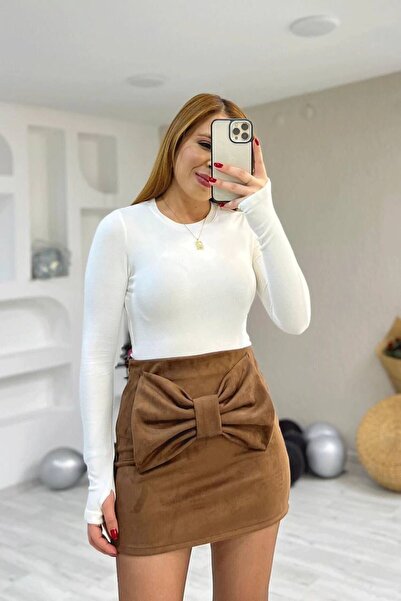 Rouge basıc Mini Suede Effect with Bow Detail