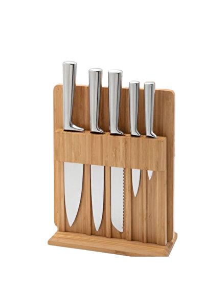 Zibba Life Set 5 Professional Kitchen Knives Stainless Steel + Bamboo Stand