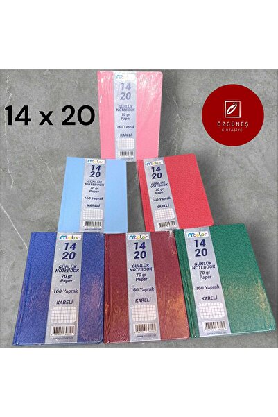 mcolor 14 x 20 Cilt Sert Kapaklı Günlük Notebook 70 gr. 160 yaprak Kareli