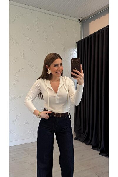 elif teke Niduysa Hooded Blouse Ecru