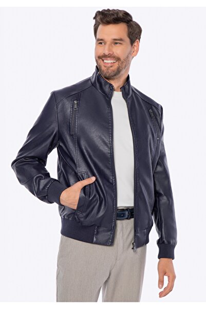 Wittchen Geacă bărbătească din piele cu manșete, bleumarin, bleumarin, piele