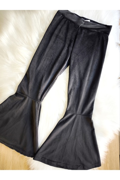 eladamoda Siyah Kadife İspanyol Paça Kız Çocuk Pantolon
