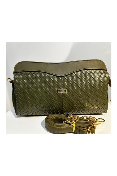 Octagon Wicker Patterned Leather Bag