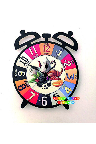 Bilge Lazer Bilge Ahşap RETRO TASARIM Dekoratif Mutfak Saati (kitchen)