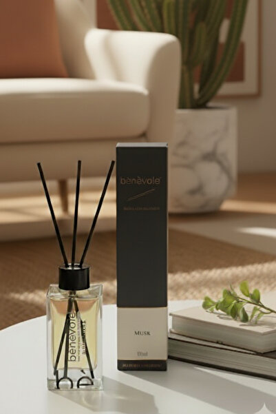 Benevole Musk Bambu Çubuklu Oda Kokusu Şık Cam Şişe, Uzun Süre Kalıcı Ferahlı...