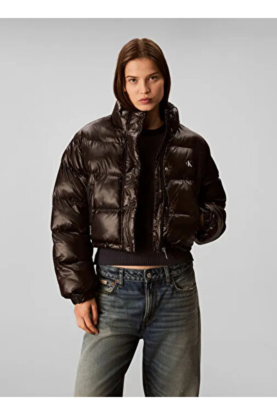 Calvin Klein Women's Brand Logo Full Zipper Black Jacket Suitable for Winter Use Lv047D504G Ub1