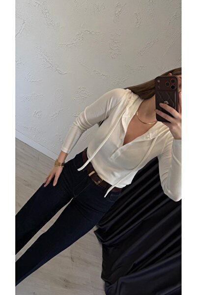 elif teke Niduysa Hooded Blouse Ecru