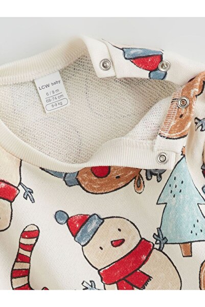 LC Waikiki Lcw Baby New Year's Themed Baby Boy Sweatshirt and Sweatpants