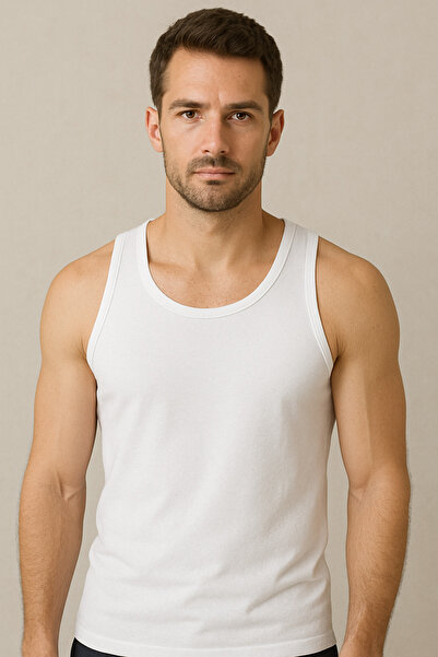 Serena Men's classic white 100% cotton tank top