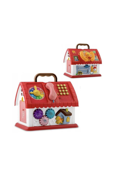 Krista Căsuță de jucărie interactivă cu telefon, volan și butoane pentru copii, roșie