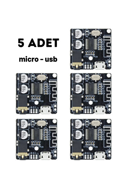 MP3 (5 adet) VHM-314 Micro USB Bluetooth Kablosuz Ses Modül Amfi Müzik Çalma Kartı DC 5V Lityum Pil