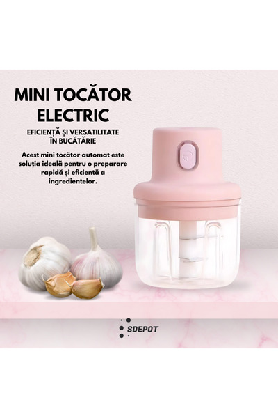 SDEPOT Tocător electric mini de usturoi, alimentat prin USB, motor de 45 W