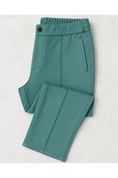 YusGos Cotton Fabric Embossed Striped (piped) Buttoned Basic Comfortable Cut Trousers