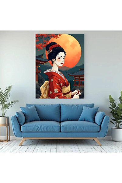 Printees Tablou stil japonez - Soarele la apus - Canvas pe șasiu - 40x30 cm