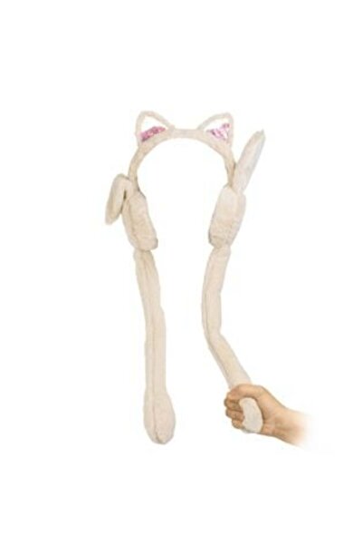 Silver Star Beige Artificial Fur Ear Muffs with Confetti & Moving Ears for Girls