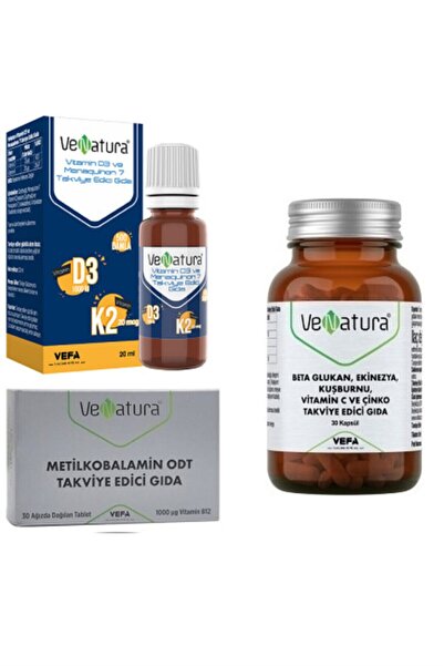 VeNatura Beta Glukan 30 Kapsül+d3k2 20 Ml Damla(vitamin D 25 Mg-vitamin K 20 ...