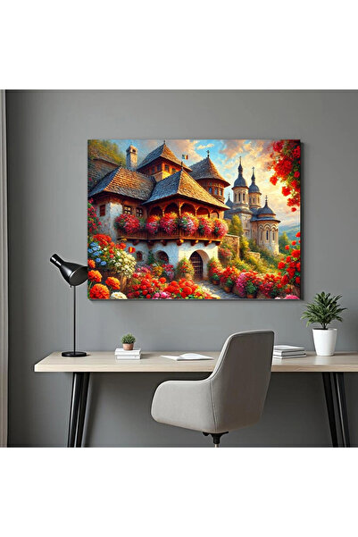 Printees Tablou - Conacul cu flori - Canvas pe șasiu - 40x30 cm