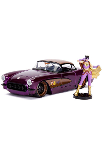 Jada Macheta auto Chevrolet corvette 1957 + Figurina Batgirl, 1:24