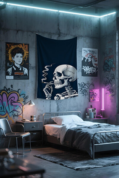 Etnik Dekor Efkarlı İskelet Desenli Duvar Örtüsü