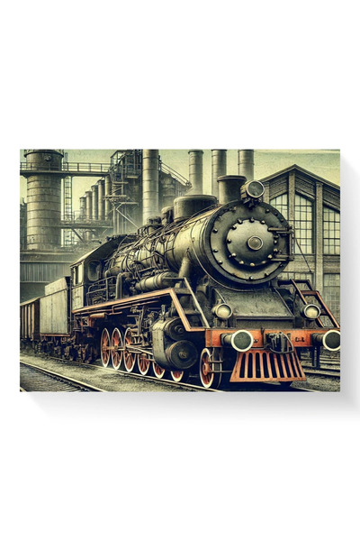 Printees Painting Train in the Factory - Canvas on chassis - 40x30 cm