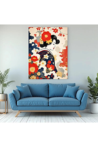 Printees Tablou - Geisha în flori - Canvas pe șasiu - 40x30 cm