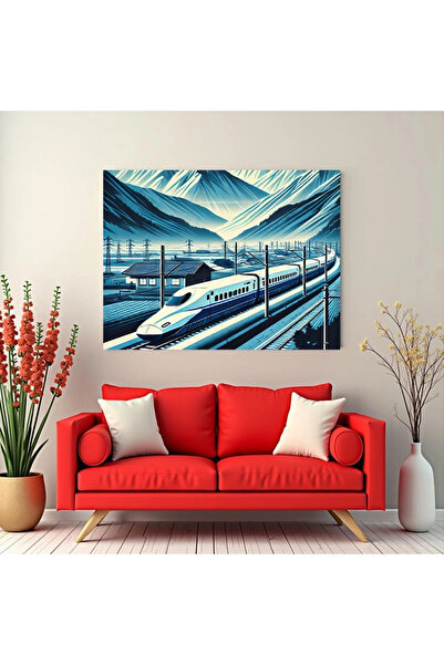 Printees Tablou - Peisaj cu Shikansen - Canvas pe șasiu - 40x30 cm