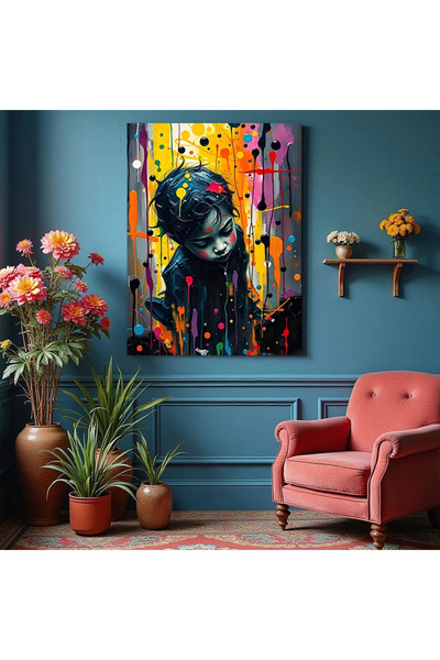 Printees Tablou - Portret abstract în culori - Canvas pe șasiu - 40x30 cm