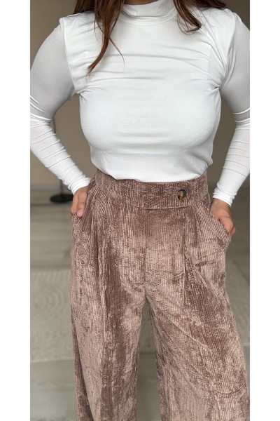 KAROL Yuvia Butik Vizon Kadife Pantolon