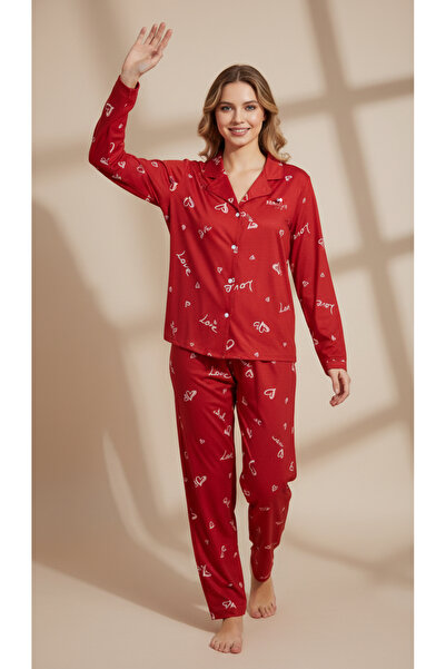 MİSS ELİZZA Red Heart Milan Pajama Set