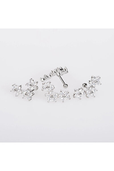 AGB Zirkon Taşlı Kıkırdak, Kulak "snug" "lobe" "flat" Papatya Figürlü Piercin...