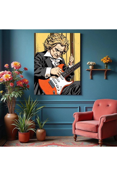 Printees Tablou - Beethoven Electric Guitar Player - Canvas pe șasiu - 40x30 cm