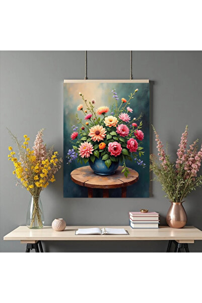 Printees Tablou - Flori pe măsuță - Canvas pe șasiu