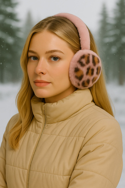 mrcans Меки наушници с леопардов принт за защита от студа