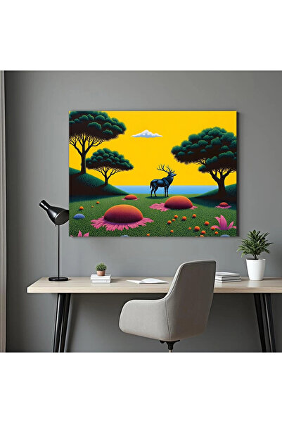 Printees Tablou - Peisaj suprarealist cu cerb - Canvas pe șasiu - 40x30 cm
