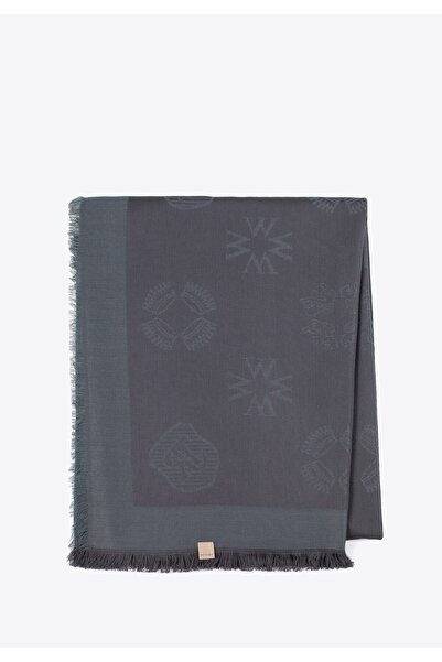 Wittchen Women's bamboo scarf woven in a graphite monogram pattern, graphite bamboo fiber