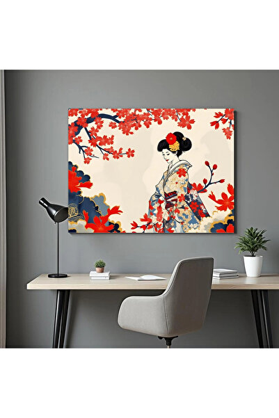 Printees Tablou - Peisaj Nipon cu Geisha - Canvas pe șasiu - 40x30 cm