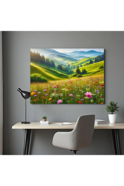 Printees Tablou - Un câmp cu flori - Canvas pe șasiu - 40x30 cm