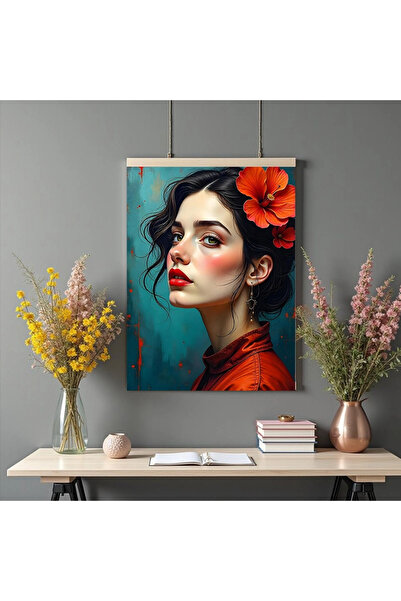 Printees Tablou - Portret cu floare în păr